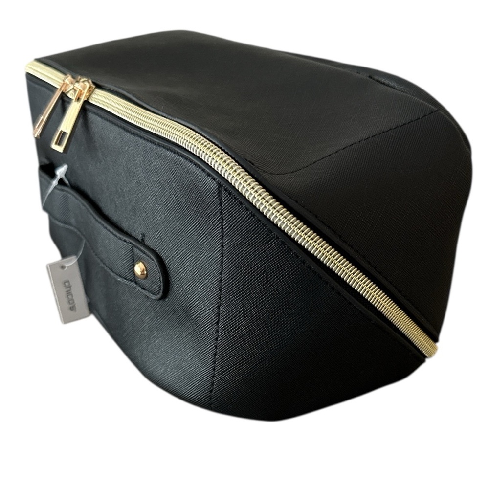 Chico Travel Case, NWT, Black Cosmetic Bag with Gold Zipper - Picture 2 of 8